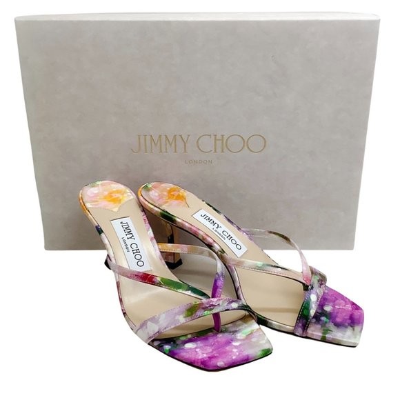Jimmy Choo Multi Silk Maelie 70 Mule Sandals - Picture 6 of 9